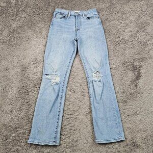 Levis Jeans Womens 29 Wedgie Straight Denim Stretch High Rise Distressed 26x31